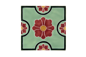Art Nouveau Mint Flower Geo Circles XL