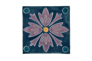 Art Nouveau Teal 4 Dots Flower XL