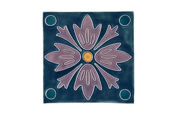 Art Nouveau Teal 4 Dots Flower XL