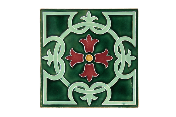 Art Nouveau Dark Green Royal Flower XL