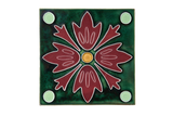 Art Nouveau Dark Green 4 Dots Flower XL