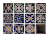 Art Nouveau Grey Geo Tile Navy Mini