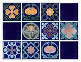 Art Nouveau Navy Square Flower Large