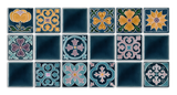 Art Nouveau Teal Geo Tile Yellow Mini