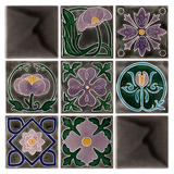 Art Nouveau Grey Square Flower Large