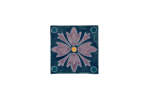 Art Nouveau Teal 4 Dots Flower Mini