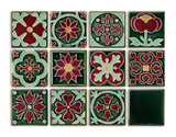 Art Nouveau Dark Green Geo Tile Mini