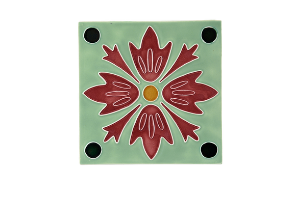 Art Nouveau Mint 4 Dots Flower Large