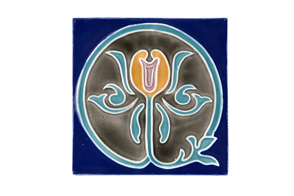 Art Nouveau Navy Circle Lily XL