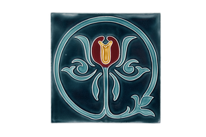 Art Nouveau Teal Circle Lily XL