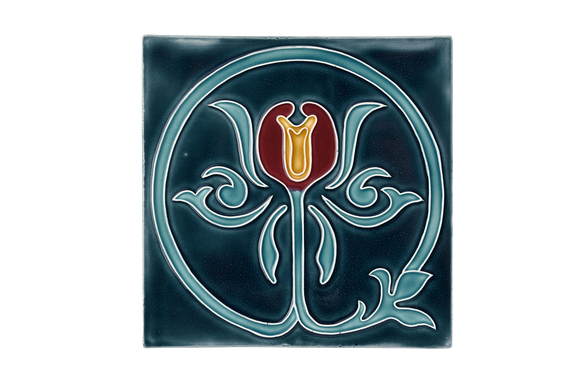 Art Nouveau Teal Circle Lily XL