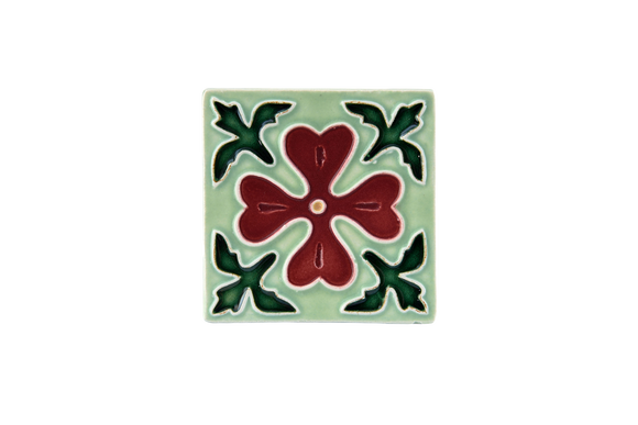 Art Nouveau Mint Corner Leaves Flower Mini