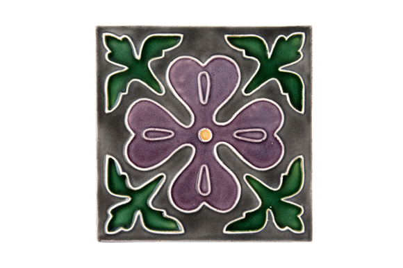 Art Nouveau Grey Corner Leaves Flower XL