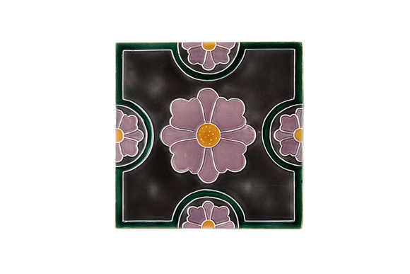 Art Nouveau Grey Flower Geo Circles Large