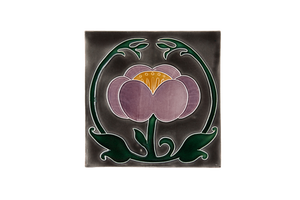Art Nouveau Grey Flower with Leaves Large