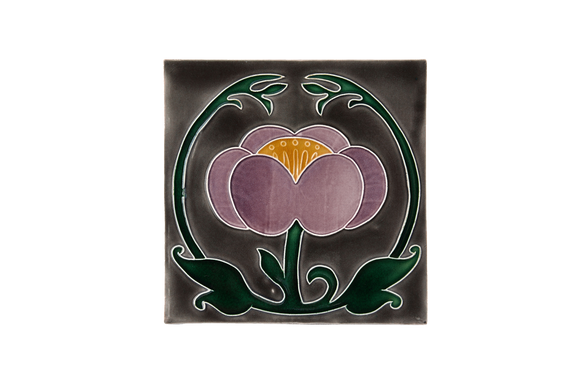 Art Nouveau Grey Flower with Leaves Large