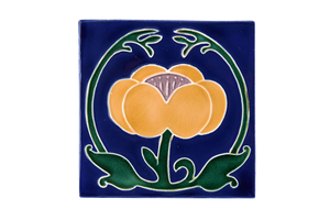 Art Nouveau Navy Flower with Leaves XL