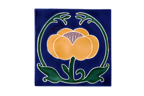 Art Nouveau Navy Flower with Leaves XL