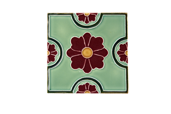Art Nouveau Mint Flower Geo Circles Large