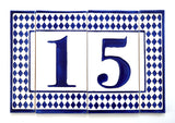 Blue Diamond House Number Side Pair