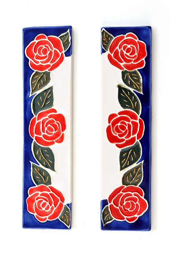 Red Rose House Number Side Pair