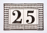 Grey Diamond House Number Side Pair