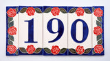 Red Rose House Number Side Pair