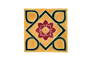 Art Nouveau Yellow Square Flower Large