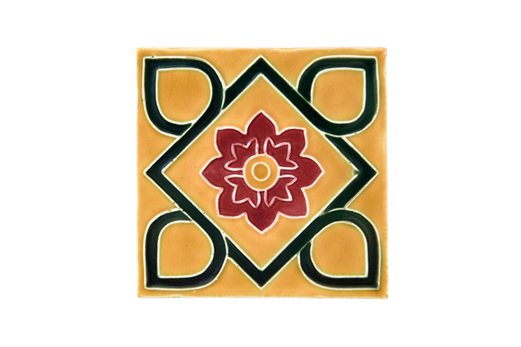 Art Nouveau Yellow Square Flower Large