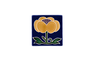 Art Nouveau Navy Flower with Leaves Mini