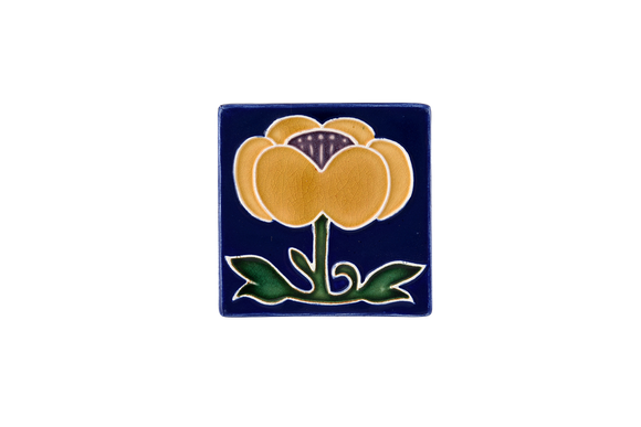 Art Nouveau Navy Flower with Leaves Mini