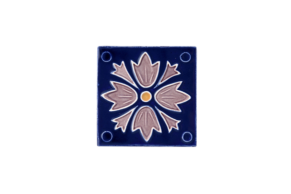 Art Nouveau Navy 4 Dots Flower Mini