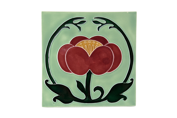 Art Nouveau Mint Flower with Leaves XL