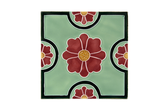 Art Nouveau Mint Flower Geo Circles XL