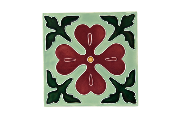 Art Nouveau Mint Corner Leaves Flower XL