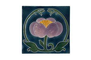 Art Nouveau Teal Flower with Leaves XL