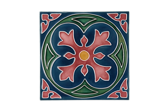 Art Nouveau Teal Spin Flower Maroon XL