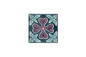 Art Nouveau Teal Corner Leaves Flower Mini