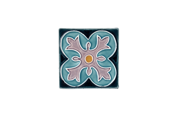 Art Nouveau Teal Spin Flower Mini