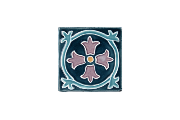 Art Nouveau Teal Royal Flower Mini