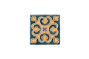 Art Nouveau Teal Geo Tile Yellow Mini