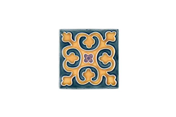Art Nouveau Teal Geo Tile Yellow Mini