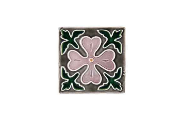 Art Nouveau Grey Corner Leaves Flower Mini