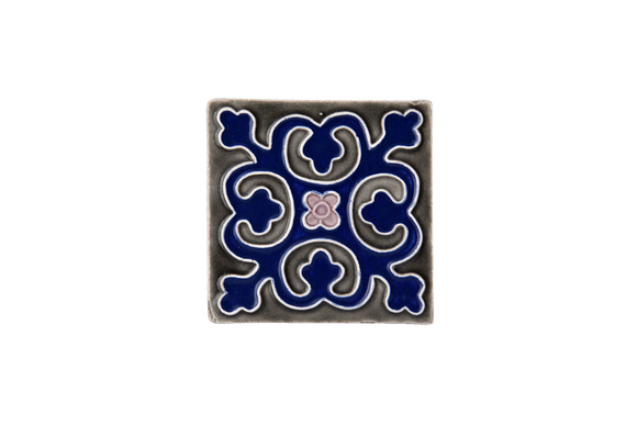Art Nouveau Grey Geo Tile Navy Mini