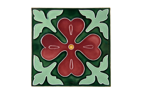 Art Nouveau Dark Green Corner Leaves XL