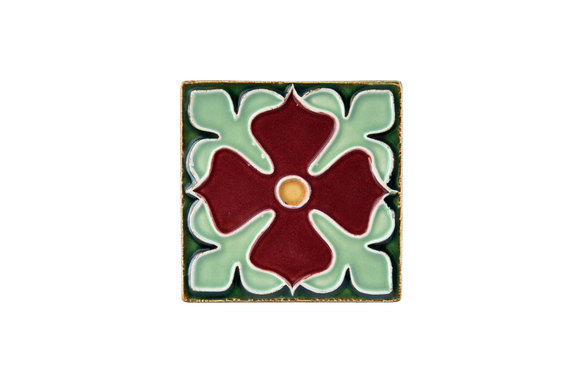 Art Nouveau Dark Green Large Flower Mini