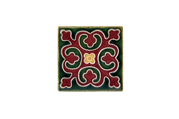 Art Nouveau Dark Green Geo Tile Mini