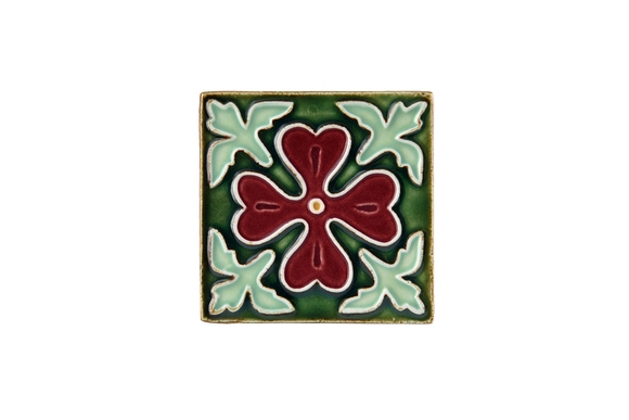 Art Nouveau Dark Green Corner Leaves Mini