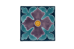 Art Nouveau Teal Large Flower Large