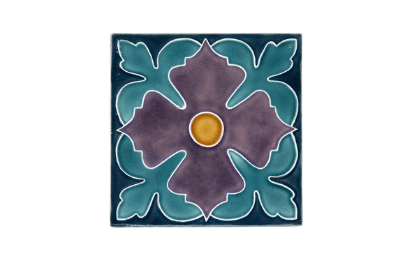 Art Nouveau Teal Large Flower Large